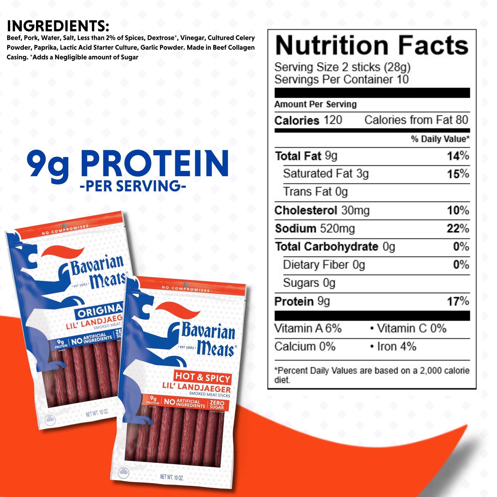 Hot & Spicy Lil' Landjaeger Snack Sticks - 10oz – Bavarian Meats